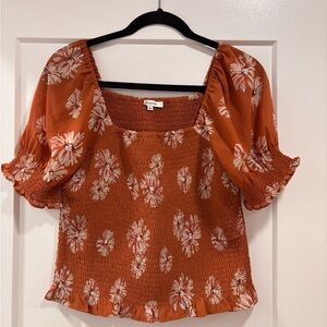 Madewell Size Small Women’s Floral Smoked Rust Colored Blouse